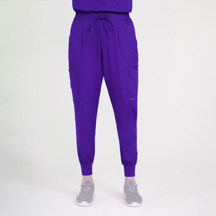 CopperActive™ Women’s Scrub Set Dark Purple V-neck Top & Jogger Pants