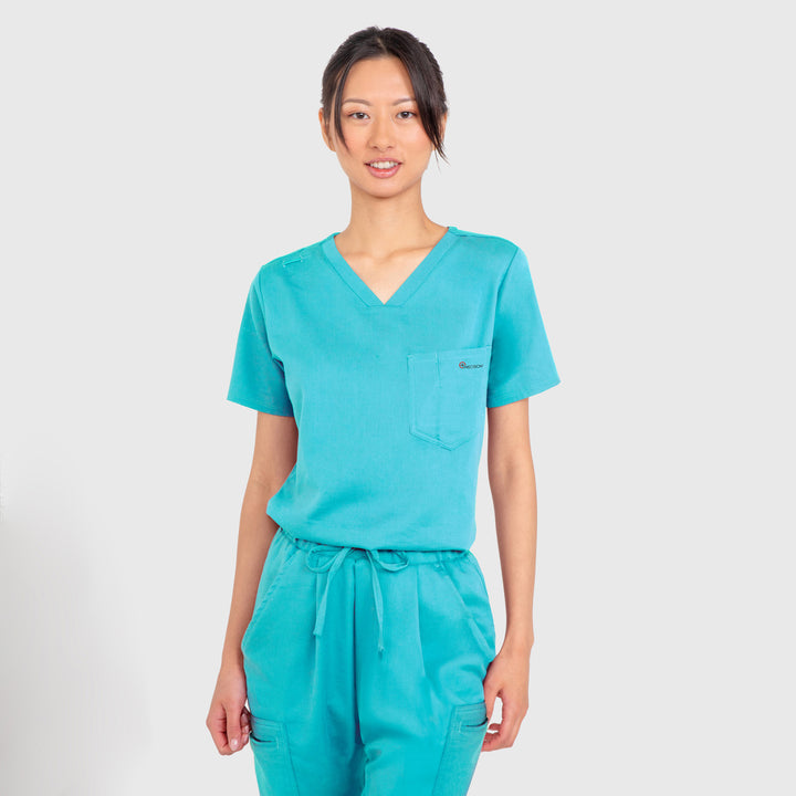 CopperActive™ Scrub Teal Set: Women’s V-neck Top & Jogger Pants
