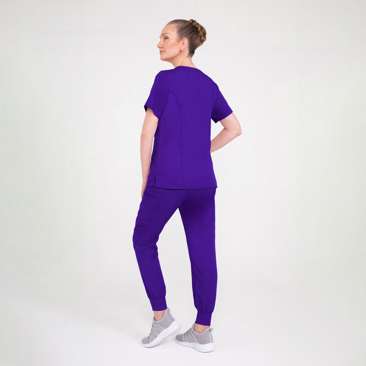 CopperActive™ Women’s Scrub Set Dark Purple V-neck Top & Jogger Pants