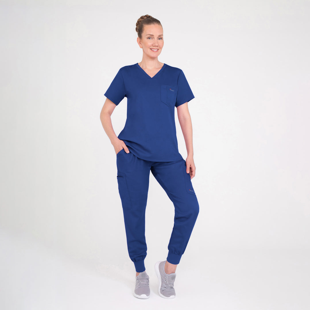 CopperActive™ Women’s Scrub Set Navy Blue V-neck Top & Jogger Pants
