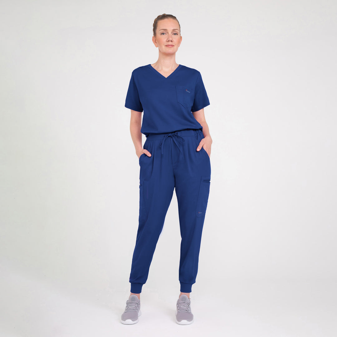 CopperActive™ Women’s Scrub Set Navy Blue V-neck Top & Jogger Pants