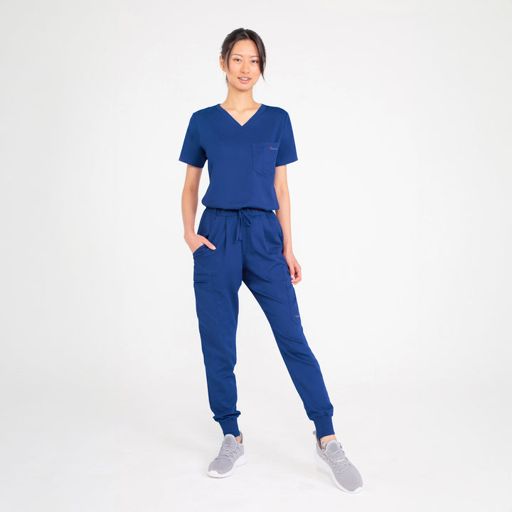 CopperActive™ Women’s Scrub Set Navy Blue V-neck Top & Jogger Pants