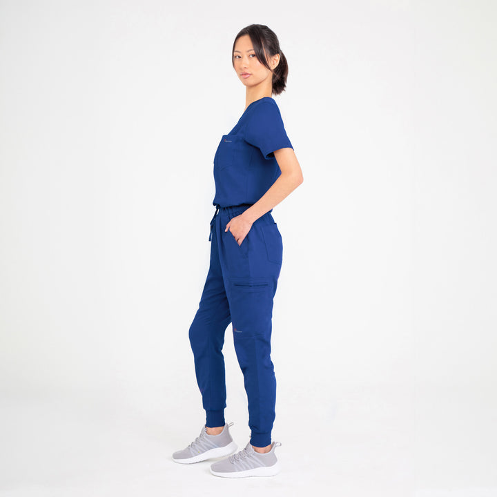 CopperActive™ Women’s Scrub Set Navy Blue V-neck Top & Jogger Pants