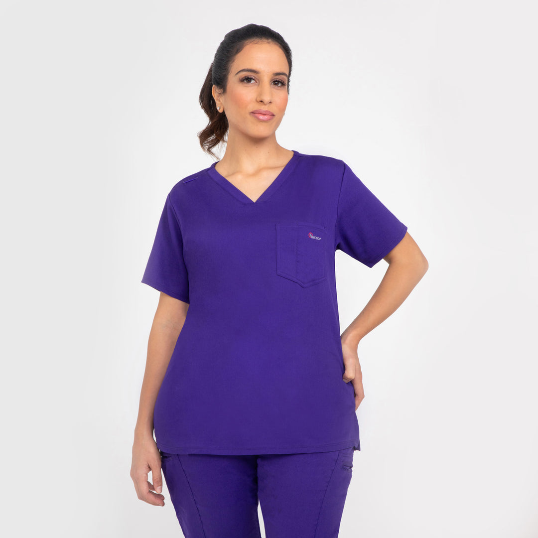 CopperActive™ Women’s Scrub Set Dark Purple V-neck Top & Jogger Pants