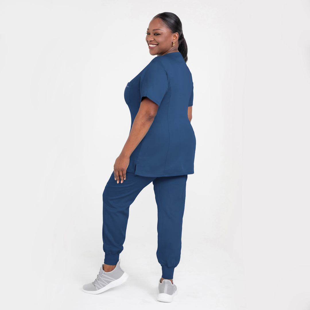 CopperActive™ Women’s Scrub Set Navy Blue V-neck Top & Jogger Pants