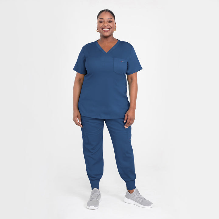 CopperActive™ Women’s Scrub Set Navy Blue V-neck Top & Jogger Pants