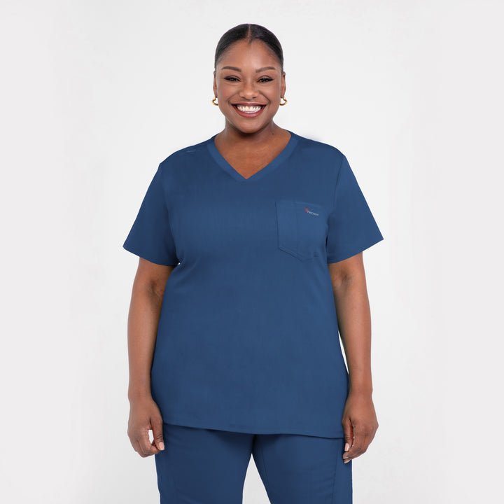 CopperActive™ Women’s Scrub Set Navy Blue V-neck Top & Jogger Pants