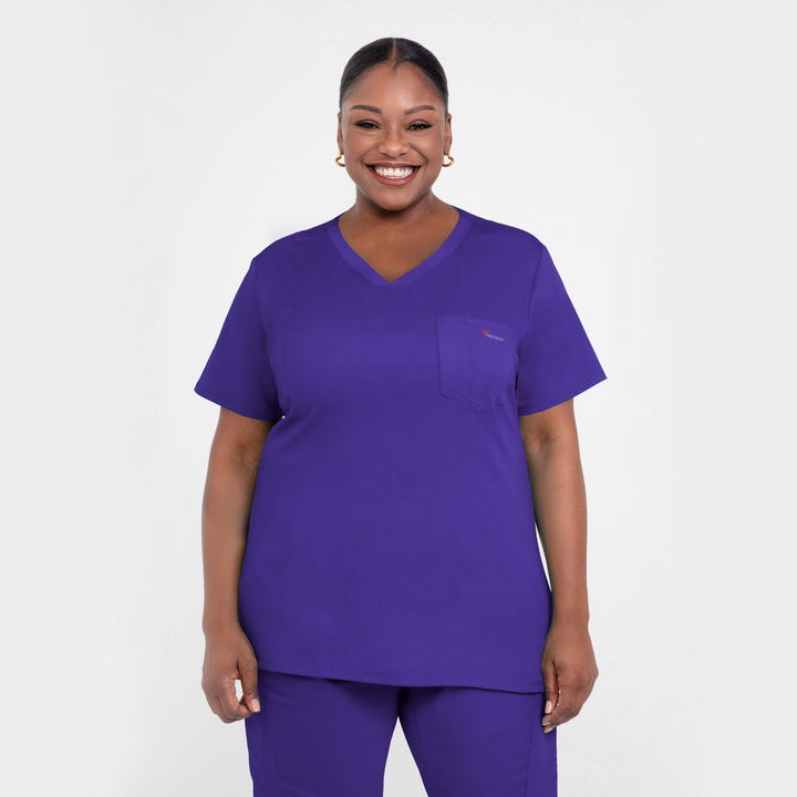 CopperActive™ Women’s Scrub Set Dark Purple V-neck Top & Jogger Pants