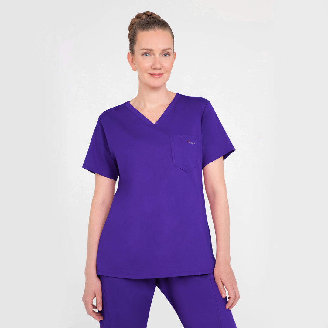 CopperActive™ Women’s Scrub Set Dark Purple V-neck Top & Jogger Pants